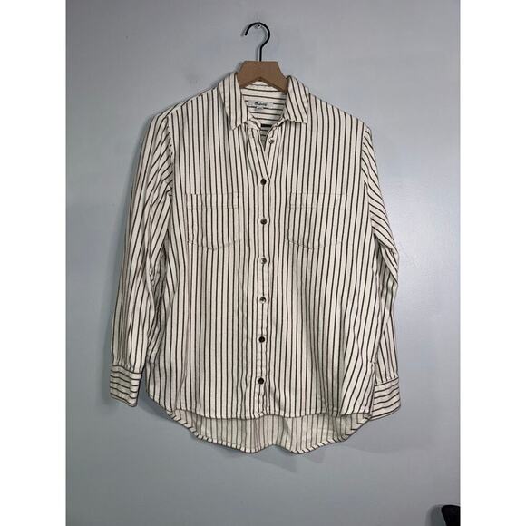 Madewell Flannel Sunday Shirt in Creeland Stripe size small - Picture 3 of 9